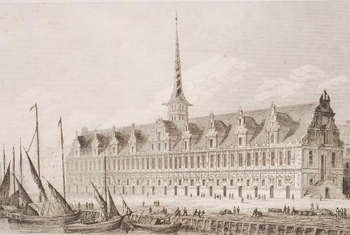 Denemarken - De effectenbeurs in Kopenhagen (1846), Verzamelen, Foto's en Prenten, Gebruikt, Voor 1940, Verzenden