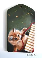 Uitpakken maar... Leuke kitten geschilderd op een plankje, Ophalen of Verzenden