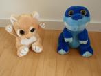 Twee leuke knuffels - poes + dino, Ophalen of Verzenden, Zo goed als nieuw, Poes