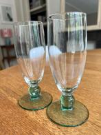Vintage Luminarc champagne glazen met groene voet, Ophalen of Verzenden, Gebruikt, Overige typen