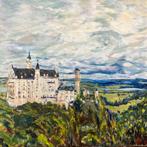 Kasteel Neuschwanstein, olieverf op doek 60x60 cm, Antiek en Kunst, Ophalen