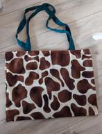 Gym/Schoudertas in Girafprint en petrol voering met binnezak, Ophalen of Verzenden, Nieuw, Bruin, Shopper