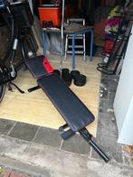 Fitnessbank met halter en gewichten, Sport en Fitness, Fitnessmaterialen, Ophalen of Verzenden, Gebruikt, Armen, Fitnessbank