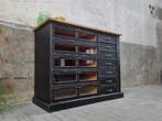 Industrieel Houten Dressoir Zwart | Laden Kast Vitrine