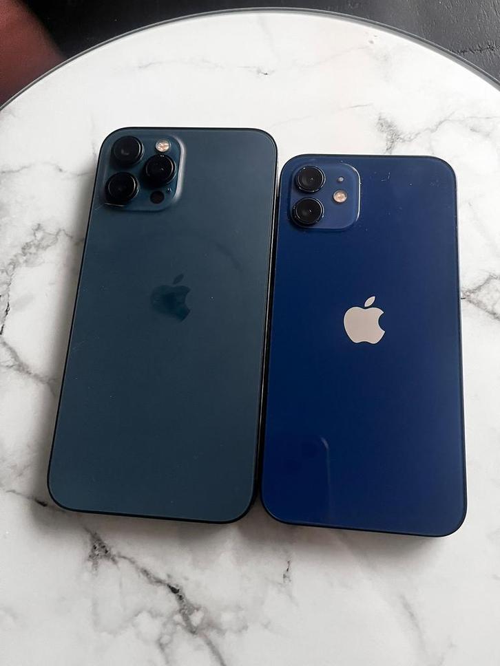 Iphone 12 + iphone 12 pro max, Telecommunicatie, Mobiele telefoons | Apple iPhone, Zo goed als nieuw, 128 GB, iPhone 12, Blauw
