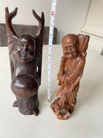 2 oude houten Boeddha beelden houtsnijwerk, Ophalen of Verzenden