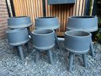 Grijze betonlook bloempotten op pootjes, Minder dan 30 cm, Minder dan 60 cm, Rond, Ophalen of Verzenden