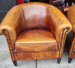 2x Chesterfield schapenleren fauteuil leer + GRATIS BEZORGD, Huis en Inrichting, Fauteuils, Gebruikt, Chesterfield, Ophalen of Verzenden