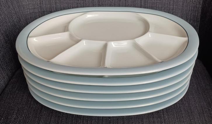 6x vintage fonduebord/ serveerschaal Goebel Göta, Huis en Inrichting, Keuken | Servies, Gebruikt, Bord(en), Overige stijlen, Aardewerk