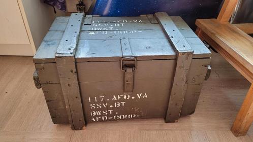 Vintage Legerkist - Stoere Opbergkist, Huis en Inrichting, Woonaccessoires | Kisten, Gebruikt, Minder dan 50 cm, Minder dan 50 cm