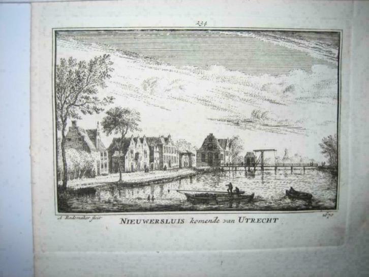 234 / Nieuwersluis  Kopergravure  18e Eeuw, Antiek en Kunst, Kunst | Etsen en Gravures, Ophalen of Verzenden