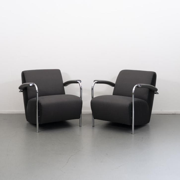 2x Leolux Scylla Antraciet Grijze Stof, Huis en Inrichting, Fauteuils, Zo goed als nieuw, Leer, Stof, Ophalen of Verzenden
