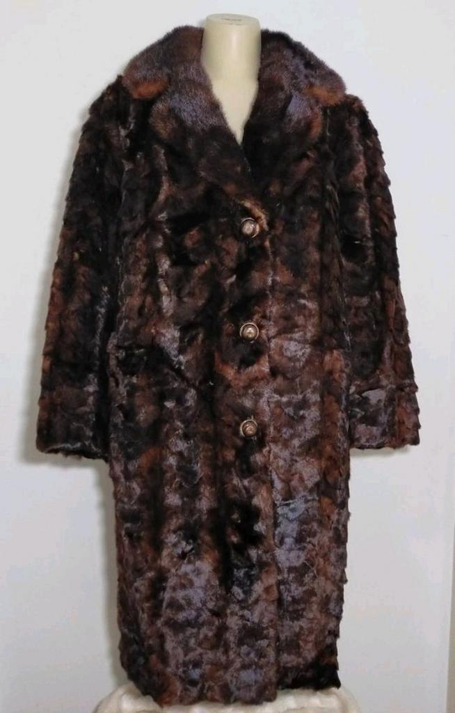 Donkerbruine vintage (60s) nerts bontjas van Bonthuis Borger, Kleding | Dames, Jassen | Winter, Zo goed als nieuw, Maat 42/44 (L)