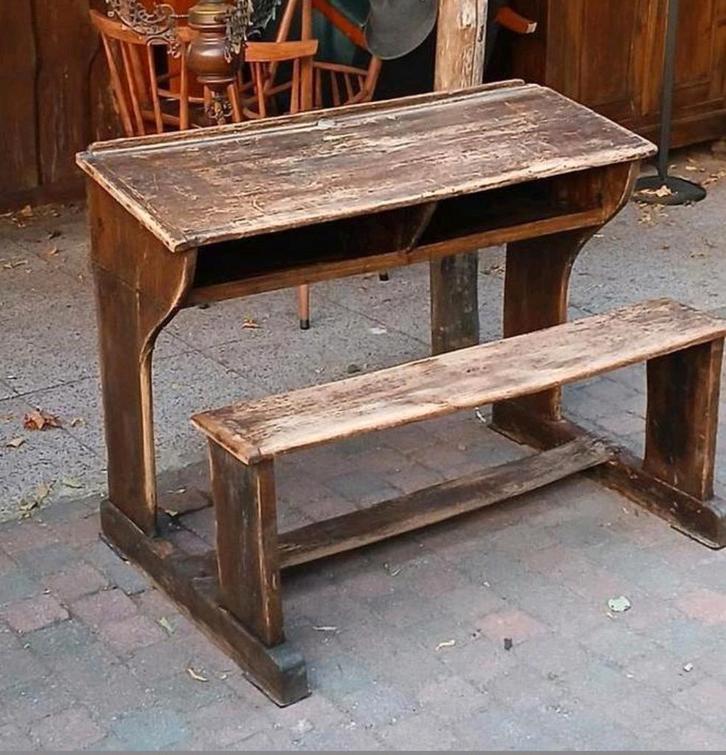 Antieke schoolbank, Antiek en Kunst, Antiek | Schoolplaten, Geschiedenis, Ophalen