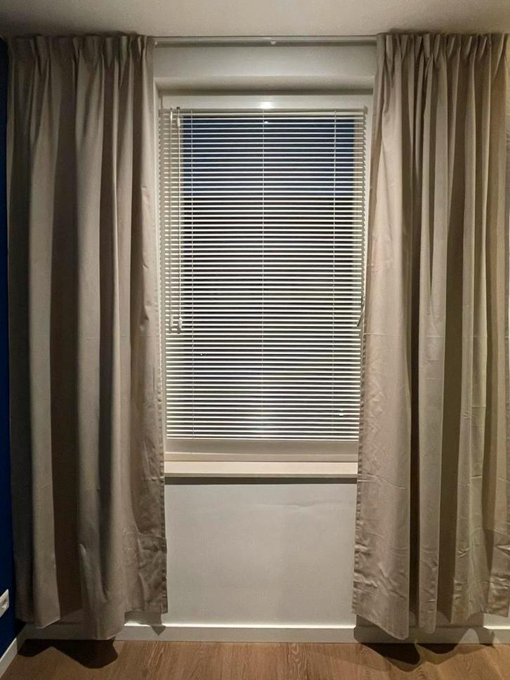 Mooie overgordijnen, zand / ecru / taupe, set van 2 stuks., Huis en Inrichting, Stoffering | Gordijnen en Lamellen, Gebruikt, 200 cm of meer