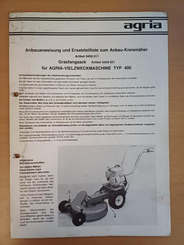 Agria onderdelenlijst aanbouwmaaier type 400 beschikbaar voor biedingen