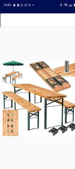 Nieuwe Biertafel met banken 220 cm, Tuin en Terras, Ophalen, Zo goed als nieuw, Rechthoekig, Hout