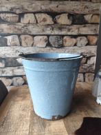 Brocante Grijs gewolkt emaile emmer, Tuin en Terras, Ophalen, Gebruikt, Rond, Minder dan 40 cm