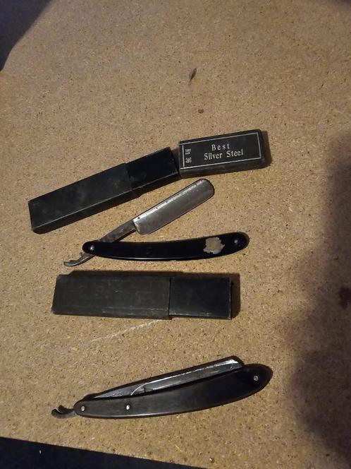 2x Antieke open scheermessen – Silver Steel –, Antiek en Kunst, Antiek | Overige Antiek, Ophalen of Verzenden
