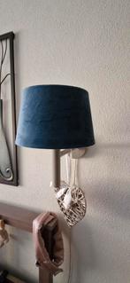 2 Blauwe lampenkappen, velours, Huis en Inrichting, Lampen | Lampenkappen, Ophalen, Zo goed als nieuw, Rond, Minder dan 25 cm