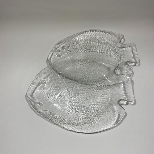 2x Vintage vis schaal Arcoroc France, Antiek en Kunst, Antiek | Glas en Kristal, Ophalen of Verzenden