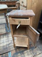Frans eiken kastje nachtkastje met marmer, Ophalen, Gebruikt, Hout, Minder dan 45 cm