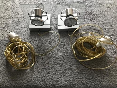 2 Wandlampjes, Huis en Inrichting, Lampen | Wandlampen, Gebruikt, Glas, Metaal, Ophalen of Verzenden