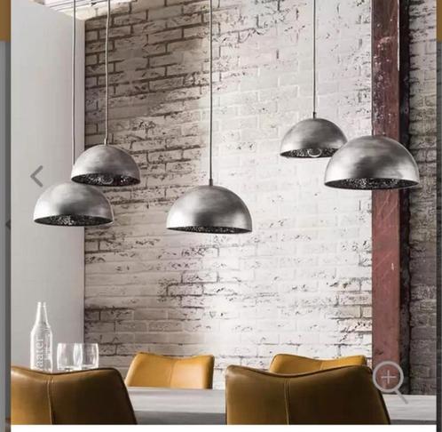 **Industriële Hanglampen Set - 5 Koepels Zilver/Antraciet**, Huis en Inrichting, Lampen | Hanglampen, Nieuw, Minder dan 50 cm