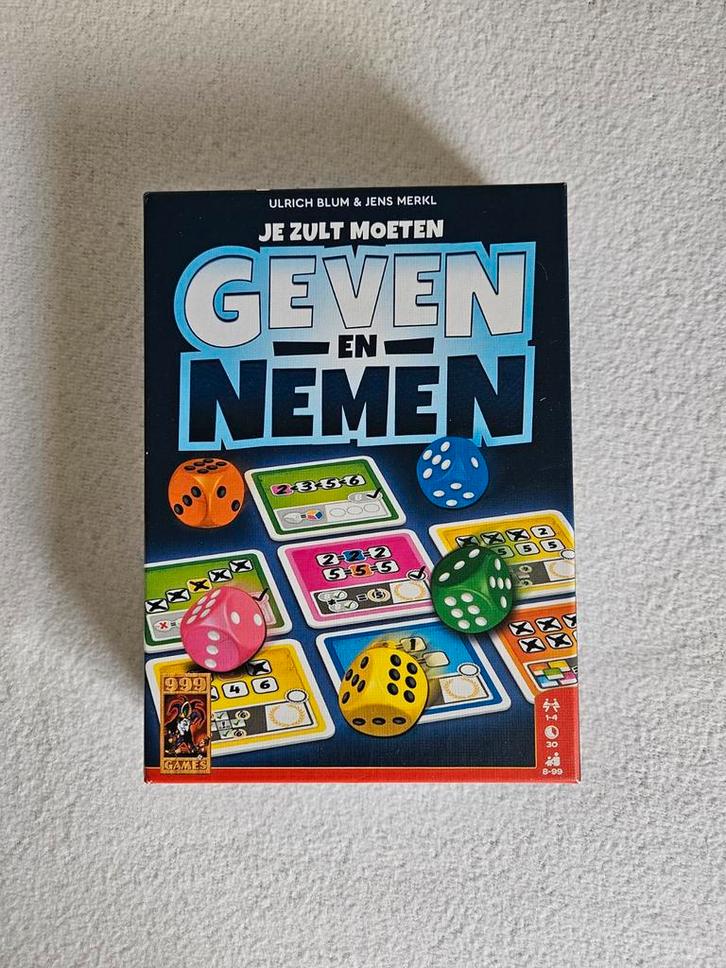 Geven en Nemen - Dobbelspel van Schmidt Spiele, Hobby en Vrije tijd, Gezelschapsspellen | Bordspellen, Zo goed als nieuw, Een of twee spelers