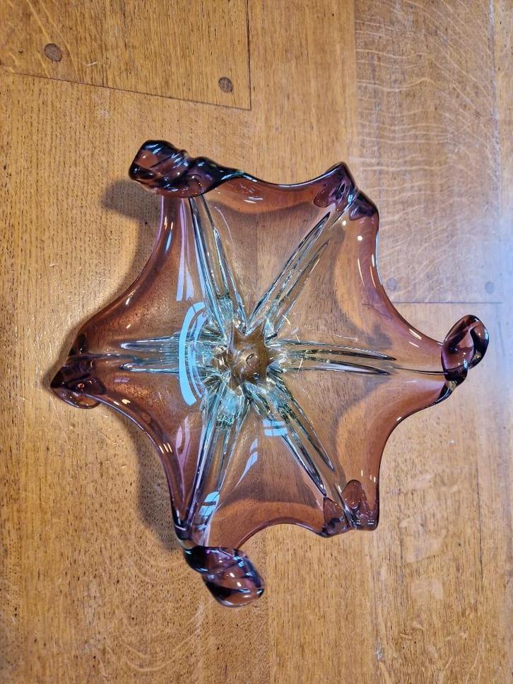 Vintage paars lichtblauwe Murano schaal / vaas, Antiek en Kunst, Antiek | Glas en Kristal, Ophalen of Verzenden