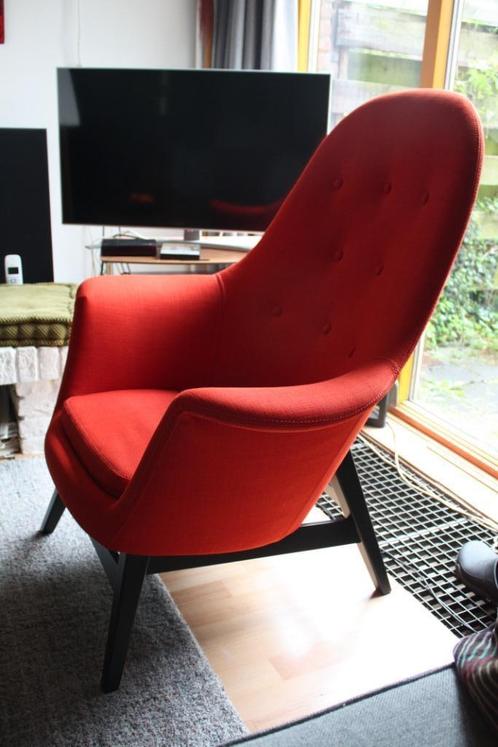 Mooie stoel z.g.a.n retro design orange, Huis en Inrichting, Fauteuils, Zo goed als nieuw, Hout, Stof, 75 tot 100 cm, 75 tot 100 cm