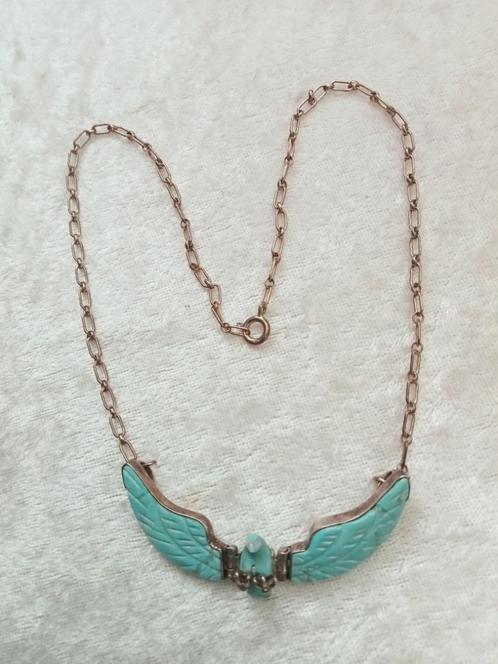Mooie Zilveren Ketting met Adelaar van Turkois - Navajo Indi, Sieraden, Tassen en Uiterlijk, Antieke sieraden, Ketting, Zilver