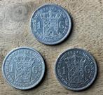 Gulden 1913, 1914 en 1915 Wilhelmina, Postzegels en Munten, Munten | Nederland, Ophalen, 1 gulden, Setje, Zilver