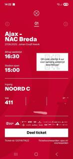 ter overname ticket ajax nac breda zaterdag 27 september, Tickets en Kaartjes, Eén persoon, September