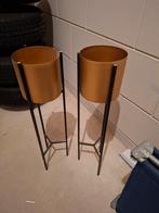 Twee bloempotjes op poten voor binnen (goudkleurig), Tuin en Terras, Bloempotten, Ophalen, Rond, Binnen, Aardewerk