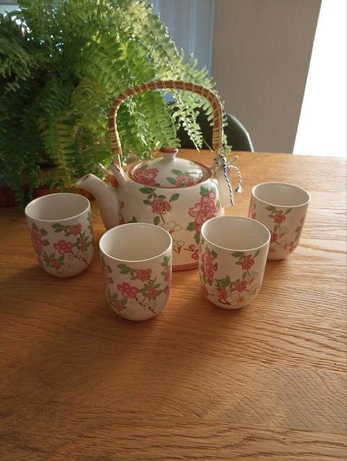 Clayre & Eef theepot en 4 mokjes, Huis en Inrichting, Keuken | Servies, Nieuw, Overige typen, Overige stijlen, Keramiek, Ophalen of Verzenden