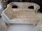 Chesterfield Set Wit/Crème - Bank, Sofa, Barkrukken, Ophalen, Gebruikt, Chesterfield, Leer