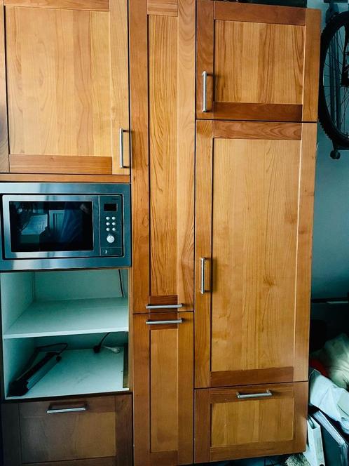 Kersenhouten keukenwand en ladeblok, Huis en Inrichting, Keuken | Complete keukens, Gebruikt, Enkelwandige keuken, Overige kleuren