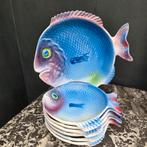 Visservies,  grote schaal plus 6 borden., Antiek en Kunst, Antiek | Servies compleet, Ophalen of Verzenden
