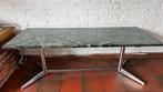 Groene marmeren salontafel met chroom onderstel - jaren '60, Ophalen, Overige materialen, Gebruikt, 100 tot 150 cm