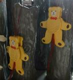 2 Kleine houten trekpoppetjes, gele beertjes, Diversen, Kerst, Gebruikt, -, -, Ophalen of Verzenden