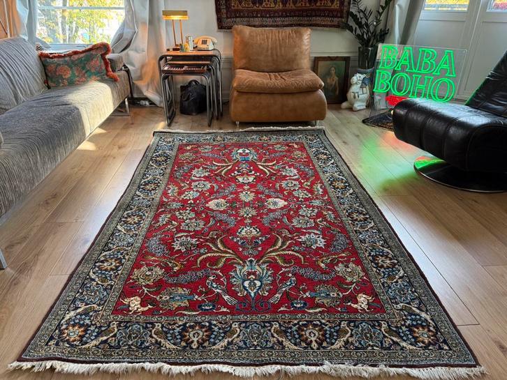 Handgeknoopt Perzisch Kashan tapijt gereinigd vintage, Huis en Inrichting, Stoffering | Tapijten en Kleden, Zo goed als nieuw