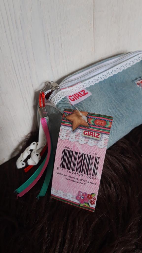 Girlz etui - spijkerstof met kant, Diversen, Schoolbenodigdheden, Nieuw, Ophalen of Verzenden