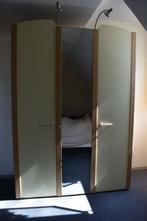 Kledingkast m.hoge spiegel, 2x LED lamp, lichtgroen/-bruin, Ophalen, 100 tot 150 cm, 200 cm of meer, Glas