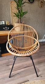 Vintage rotan kuipstoel – met “Puur Rotan” label, Ophalen, Gebruikt, Bruin, Boho