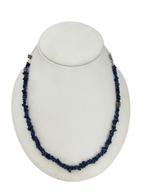 Asymmetrisch, lapis lazuli met zilver, collier. L 48 cm, Nieuw, ., Info@nynkegardenier.nl, Met edelsteen