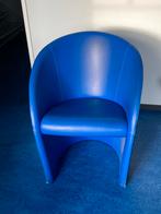 Blauw leren stoel design stoel Italiaans merk Poltrona Frau, Huis en Inrichting, Gebruikt, Leer, 75 tot 100 cm, 50 tot 75 cm