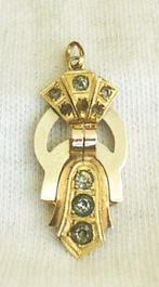 Art deco hanger wit en geel goud, glas., Ophalen of Verzenden, Goud, Hanger