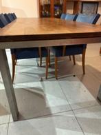 massief walnoten eettafel metalen onderstel, Gebruikt, 200 cm of meer, Metaal, Modern robuust