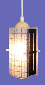 hanglampje, reliëf glas /metaal, vintage, jaren 60 / 70, Huis en Inrichting, Lampen | Hanglampen, Ophalen of Verzenden, Gebruikt